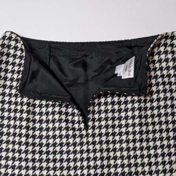 Houndstooth Wool Pencil Skirt By Charles Gray London Size 10 Old Money Academia - Picture 5 of 8